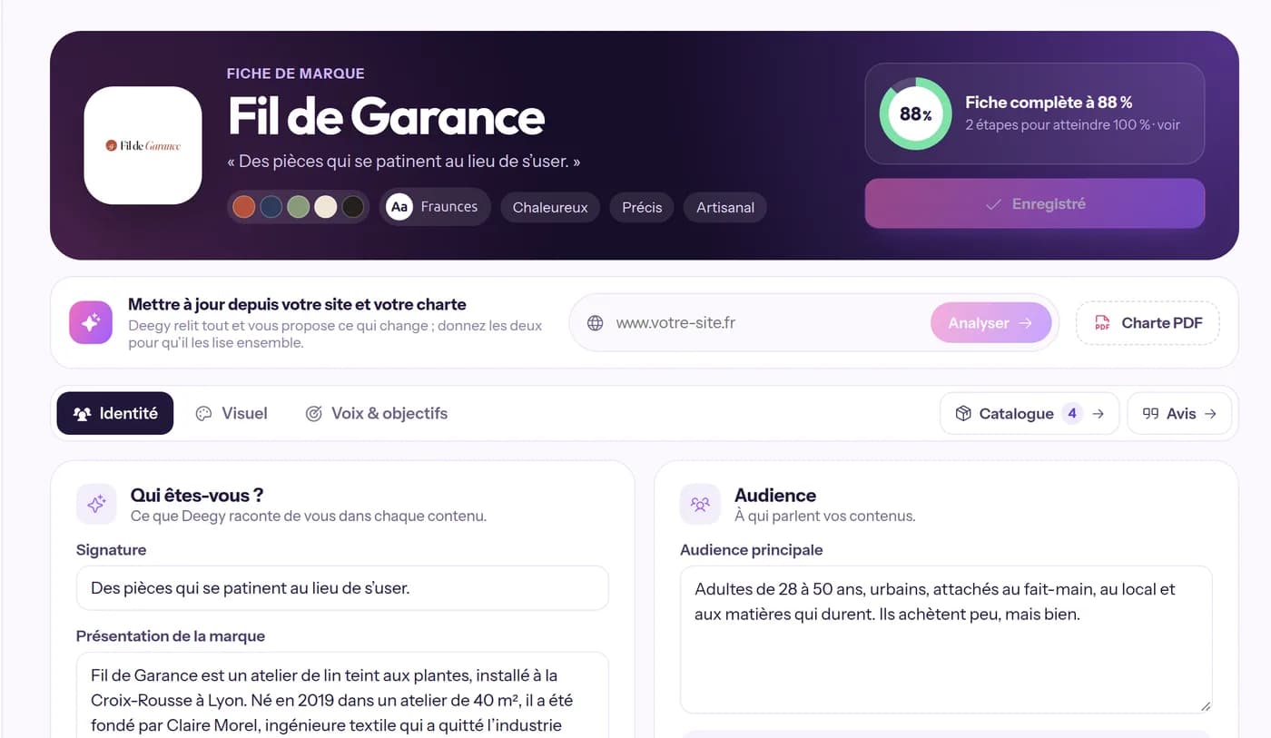 Fiche de marque de Fil de Garance